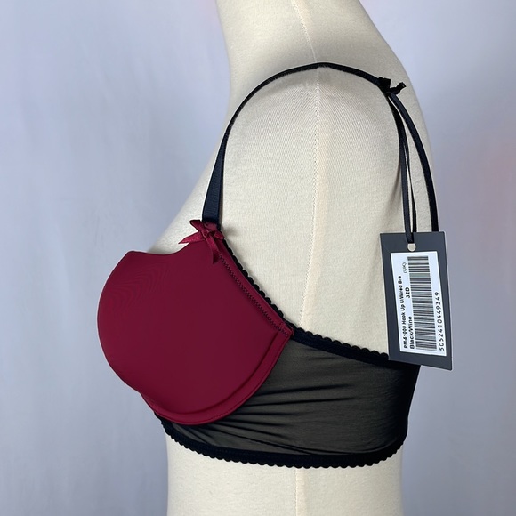 NWT Contradiction Pour Moi Black & Wine Hook Up Underwire Bra - Size 32D - Picture 4 of 15